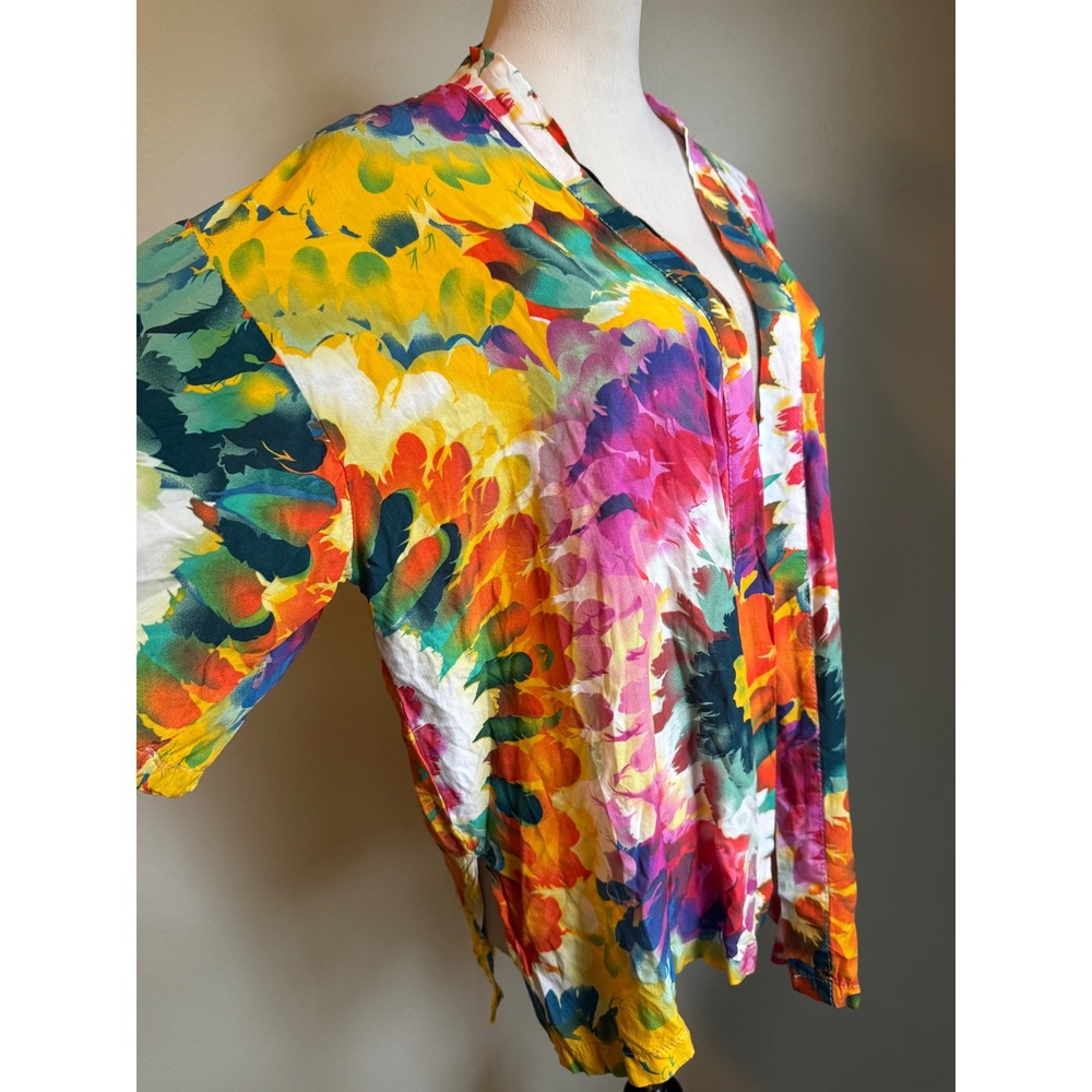 Floral Kimono Cardigan Open Front Multi Color boho fairy whimsi One Size Coverup